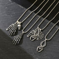 Halloween punk necklace wholesale cross-border hip-hop dark style skull palm pendant niche exaggerated spider jewelry
