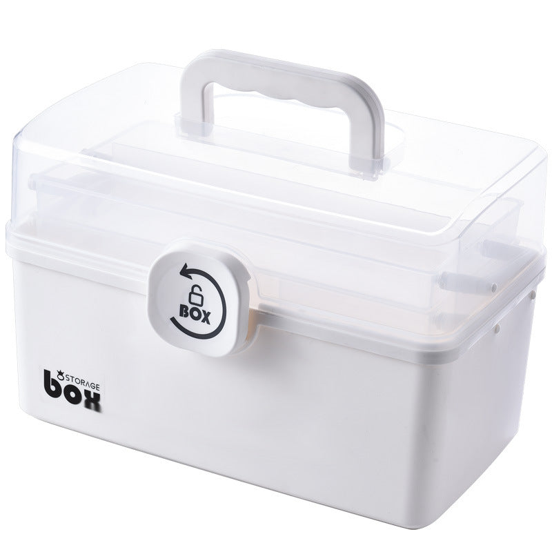 Household large-capacity portable household medicine box medicine large storage box folding plastic transparent portable medicine box