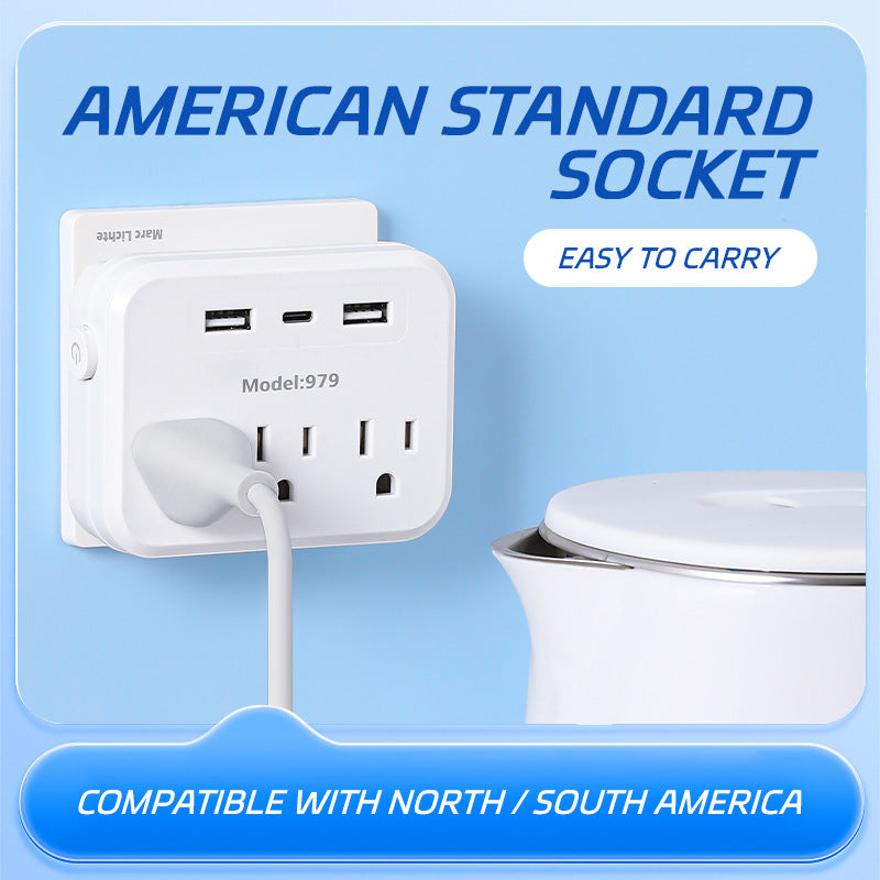 Factory direct us standard power strip adapter with usb ports - wireless socket for us, canada, and mexico
