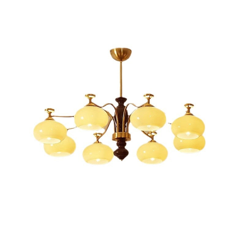 Medieval vintage American retro persimmon lens projection living room chandelier study bedroom dining room eye protection lamp