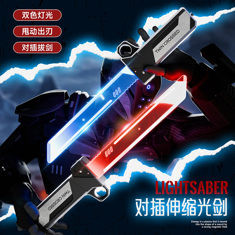 [customized] lightsaber double-bladed telescopic lightsaber children's luminous sword boy's cool double-headed laser sword ax toy