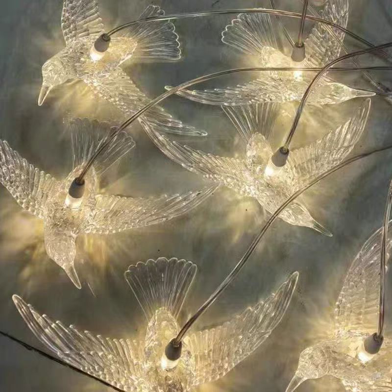 Wedding props ten acrylic transparent bird chandeliers wedding stage ceiling arrangement decorative lights luminous birds