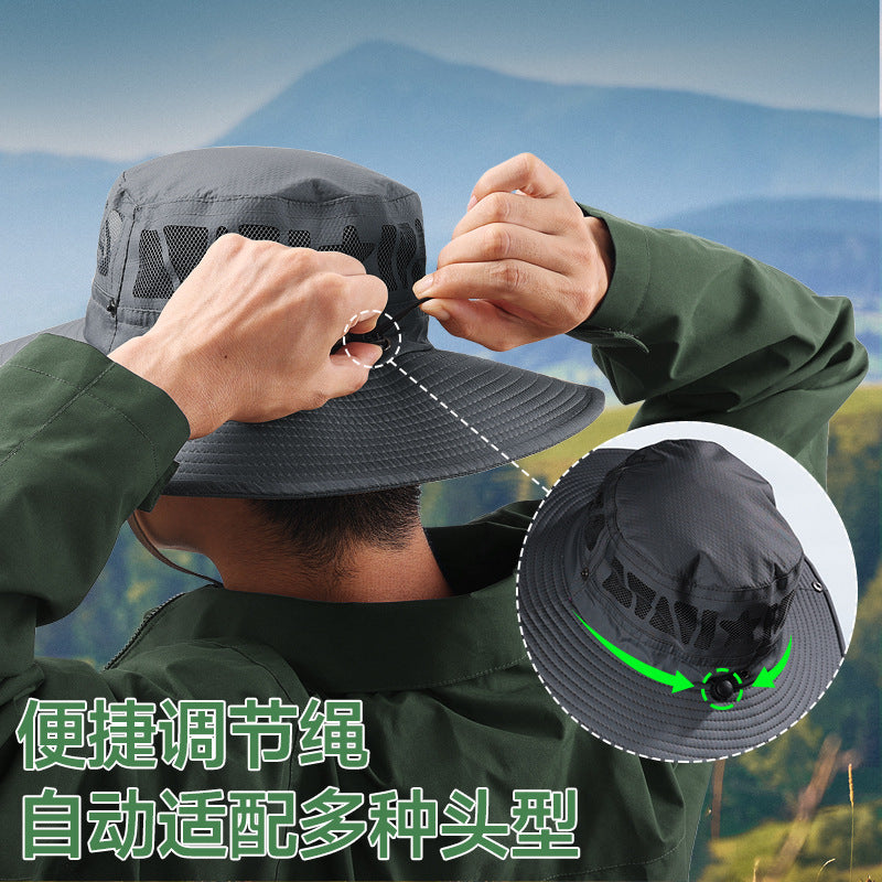 Men's and women's summer breathable quick-drying sun protection big-brimmed sun hat mountaineering hat wild hiking fishing sun protection bucket hat