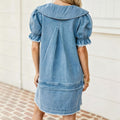 European and american  cross-border big lapel denim suit  summer new women's loose western fashiondress