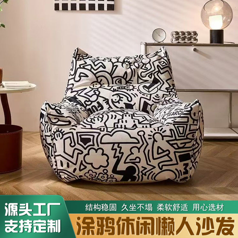 Graffiti lazy sofa bean bag sofa popularins living room bedroom kids sofa single balcony leisure lounge chair