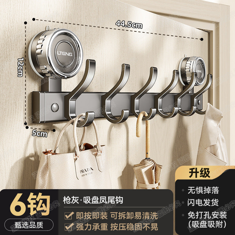 Strong suction cup, hanging hanger behind the door, hook, household non-punching wall rack, entering the door and porch, clothes storage rack