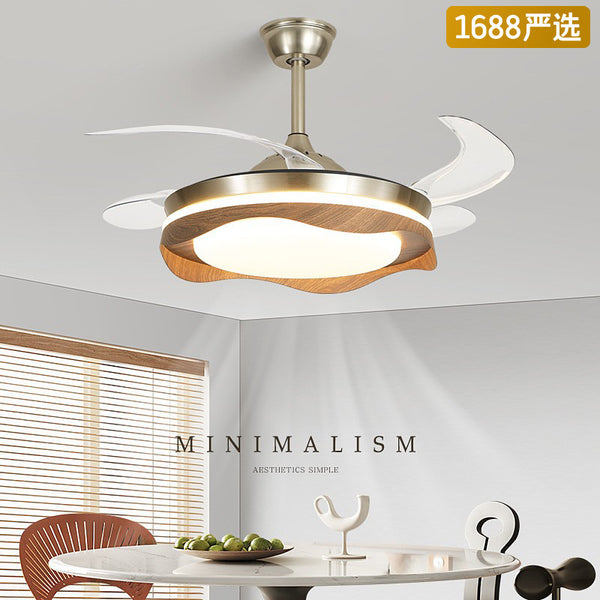 [Strict Selection] Walnut Fan Light Invisible Fan Light New Simple Advanced Silent Electric Fan Ceiling Light