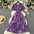 French retro lisianthus dress -  summer new arrival: tie-waist, design-forward, elegant floral chiffon dress
