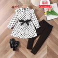 children's wear cross-border autumn new arrivals: girls' fashionable longline shirt dress with belt and leggings set