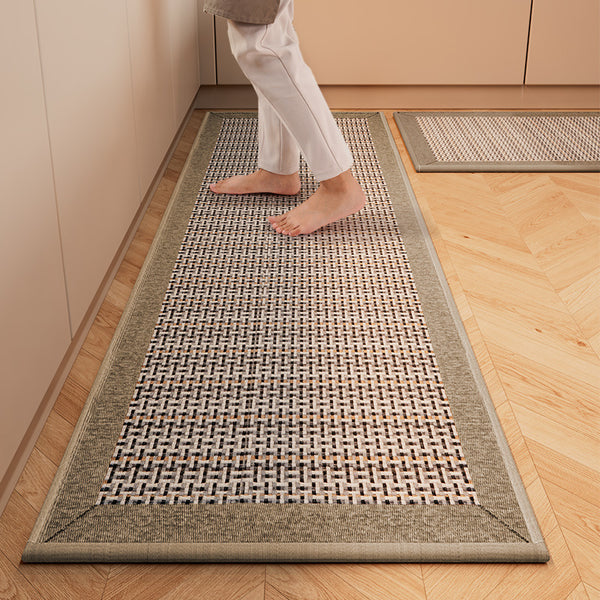 Kitchen real linen woven floor mat non-slip and anti-dirty absorbent long floor mat Dornier rubber sole multi-functional foot mat
