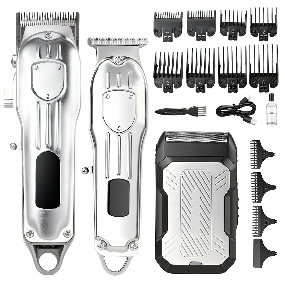 new arrival metal hairdresser sub-mother machine suit oil head engraving digital display hairdressing scissors suit electric clipper clipper