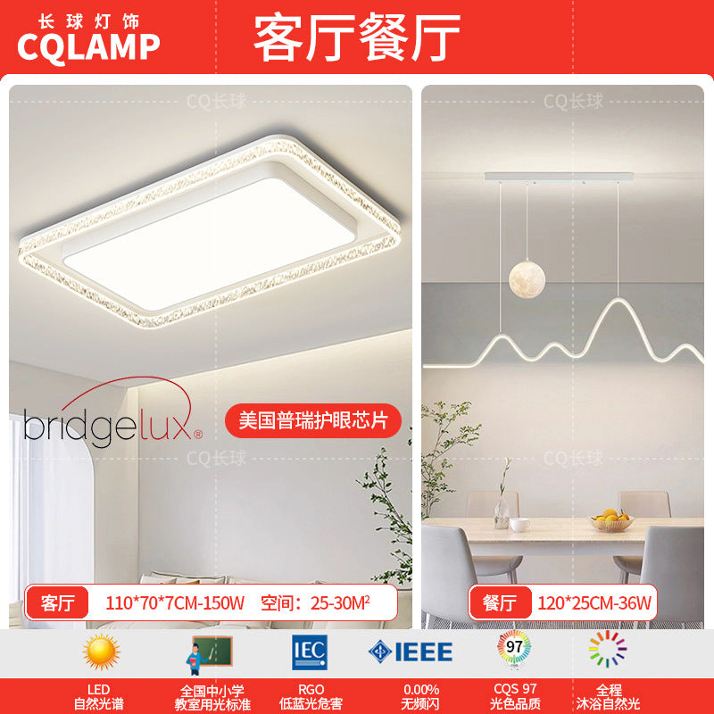 Living room light luxury high-end Italian minimalist modern living room main light rectangular ceiling light whole house lighting package