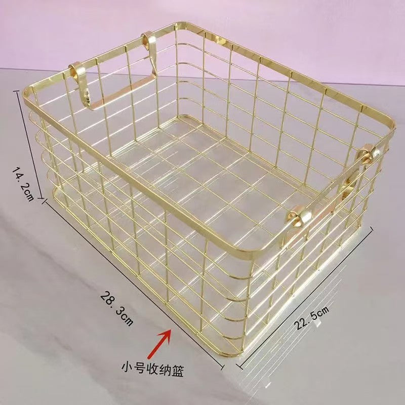 Dirty clothes basket, desktop storage basket, wrought iron storage basket, Nordic ins storage basket, sorting storage basket, sundries storage frame