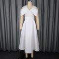 Off-the-shoulder v-neck irregular bow bridesmaid dress - slim fit a-line party dress