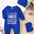 Baby boy letter print romper hat and glove set