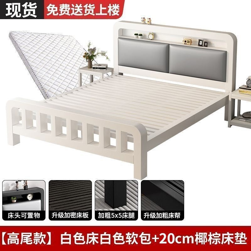 Iron frame bed double bed for home1.5 iron bed reinforced thickened1.8 economical kids single bed iron bed bedroom