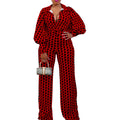 D177 european and american women's clothing independent station  spring loose elastic v neckstraight-leghigh waistelegant cross-border jumpsuit