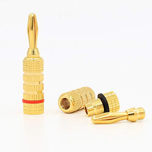 Banana head socket 4MM gold-plated solder-free audio speaker, power amplifier plug, speaker cable connector, red circle, black