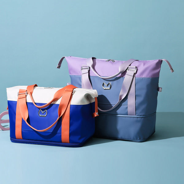 2022 new travel bag, fashionable contrasting color splicing women's leisure sports fitness bag travel business travel storage bag
