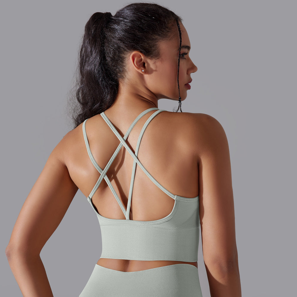 fashionpure color cross-back sports intimates tight bubble wrap high-strength yoga fitness bra bra for women