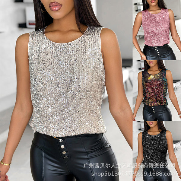 2024 European and American new beaded sleeveless top MSB0009