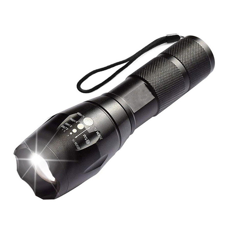Cross-border telescopic zoom strong light flashlight household outdoor night fishing night riding easy to carry strong light flashlight