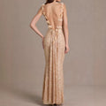 european and american cross-border celebrity style sequin beaded tube top mermaid dress evening party backless slim fit maxi dress