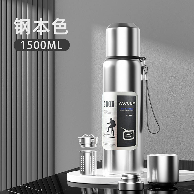 Outdoor men's large capacity all-steel kettle thermos 316 stainless steel tea infuser bottle car portable water cup