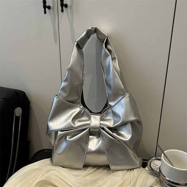 New popular fashion Japanese aesthetic trendy simple portable underarm bag large capacity bow shoulder bag women