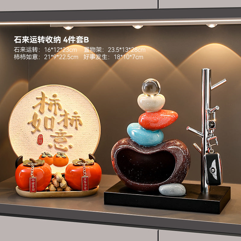 Good luck and turn the key storage ornaments for the entrance hall, high-end creative living room home decoration, housewarming gift