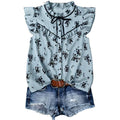 code new arrival  original women's light short-sleeved round neck printingshirt