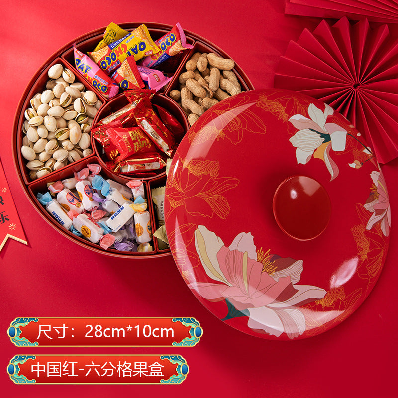 Chinese wedding candy plate Chinese New Year dried fruit box Internet celebrity explosion household living room snack plate housewarming new home nut plate