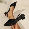 Exportplus size women's shoes 2026 spring and summer new arrival pointed thick heel medium heel flats women's back empty toe cap sandals women