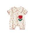 Summer newborn baby romper - floral print short-sleeve bodysuit dress for girls - perfect for outdoor crawling and playtime