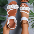 Summer new arrival: plus size floral beach sandals -  soft sole flat roman sandals for women - wholesale trendy styles