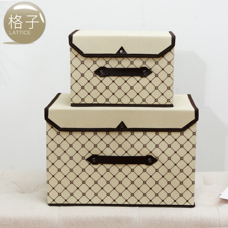 Folding fabric storage box Thickened non-woven storage box with lid Household clothes sorting box Sundries storage box
