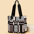 2024 new large capacity shoulder bag fashion korean style handbag color block plaid tote bag women's bag mom bag