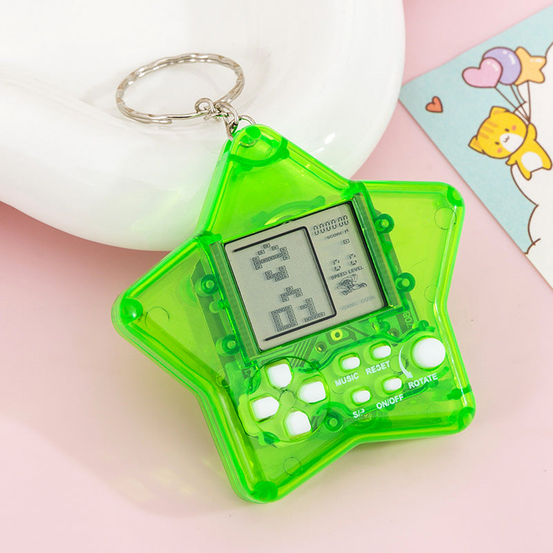 tetris electronic game console - portable handheld mini game console keychain charm toy