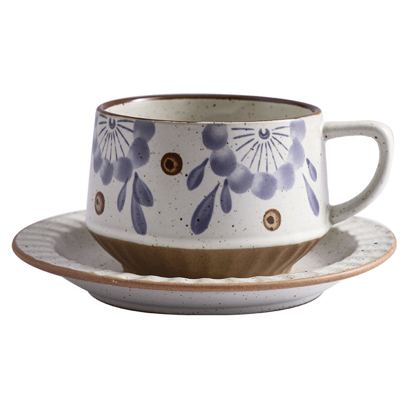 Classyretro coffee cup and saucer suit creative stoneware latte art cup for home high-end exquisite mug and saucer