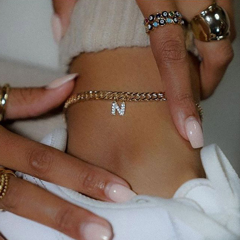fashion anklet casualeasiest for match shiny diamond big english letter anklet fashiontrendy anklet