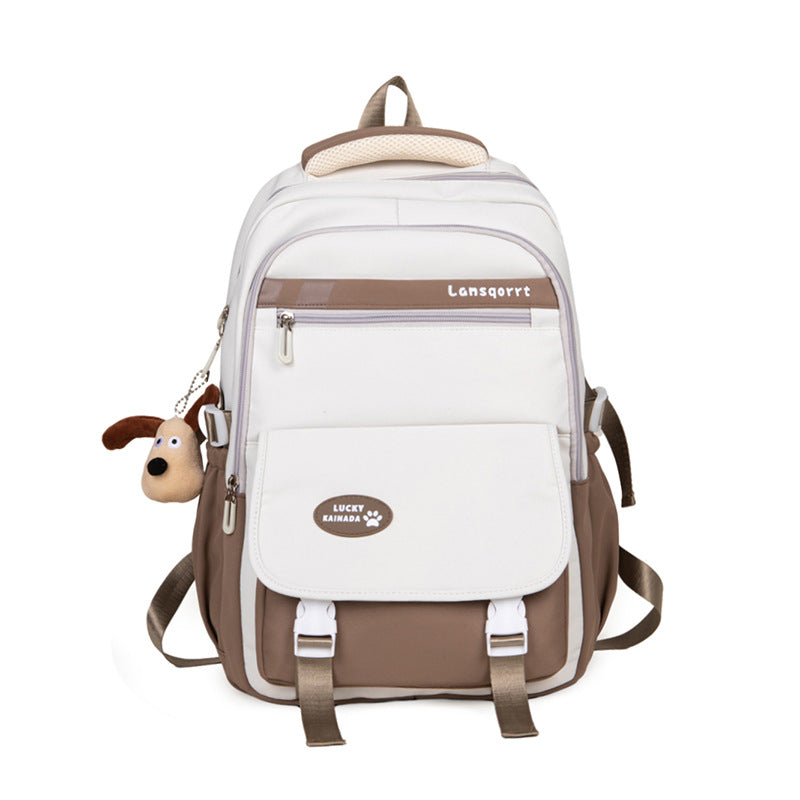New small and fresh, junior high school student schoolbag, light student trendy backpack, high value, simple and large capacity backpack.