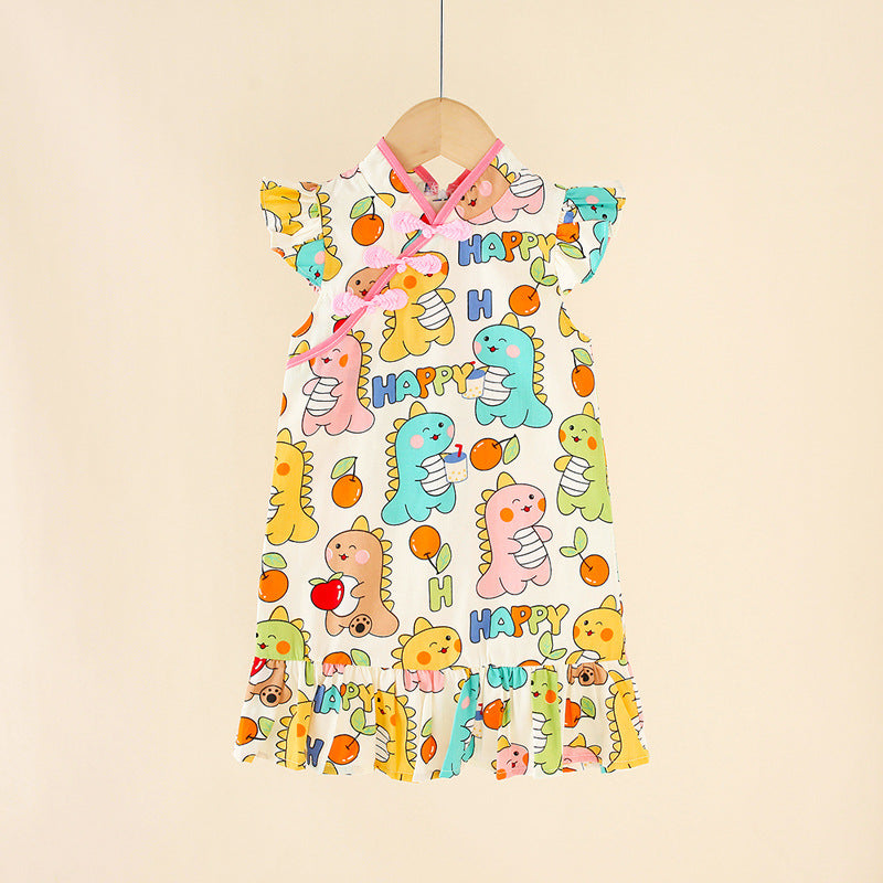 Girls' cheongsam dress -  summer new arrival, modernized ethnic style, chic summer dress, dropshipping available