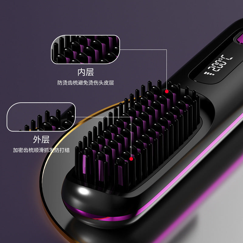 Straight hair comb, negative ions do not damage hair, wireless portable curling dual-purpose electric comb, fluffy handy gadget, high skull top, unlimited