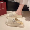 Baotou sandals for women 2025new arrivalretro woven baotou half slippers platform shoesthick sole slip-on cut out slippers