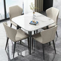 Nordic imported glossy sintered stone dining table - square, compact, casual reception & negotiation table - suitable for home, dining table set
