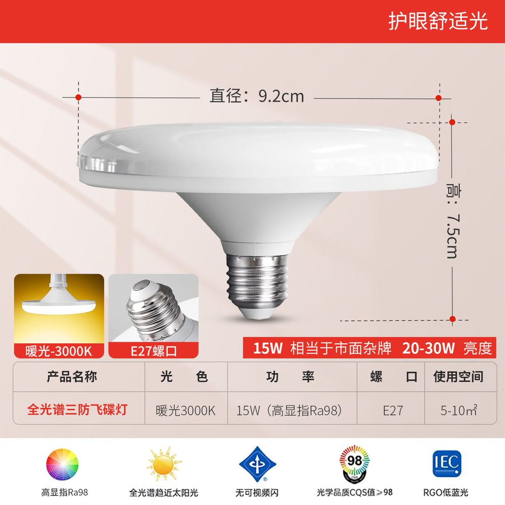 Full spectrum led bulb - super bright, energy-saving, high-power, eye-care e27 screw base, high-intensity lighting, ufo bulb for home use
