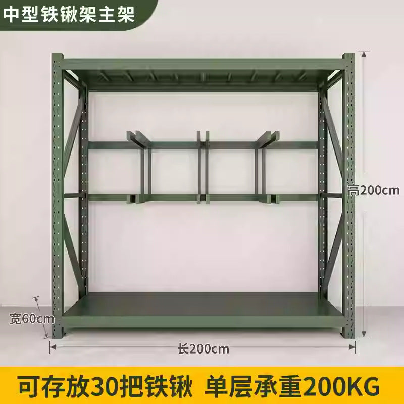 Army green shield, shovel, iron pick, material, barracks, security, combat readiness, warehouse, armed forces equipment, thickened storage shelves