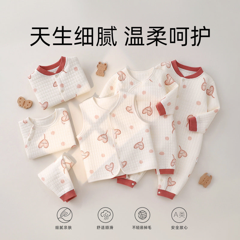 Babibele newborn clothes half back clothes pure cottonintimatesspring & fall single piece three-layer heattechtops baby monk clothes