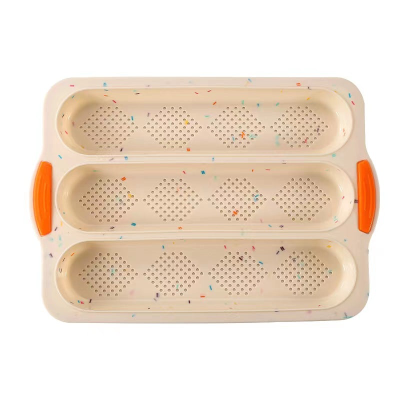 New in stock silicone bench three-slot baguette bread baking pan diamond grid cake mold for home dyi baking