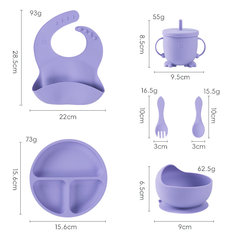 bestselling silicone baby feeding set: infant supplies, baby food bowl, fork, spoon, bib, and utensil set